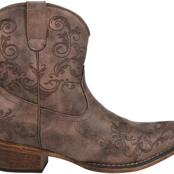 Women s Short Stuff Embroidery Snip Toe Casual Boots Ankle Low Heel 1-2" -